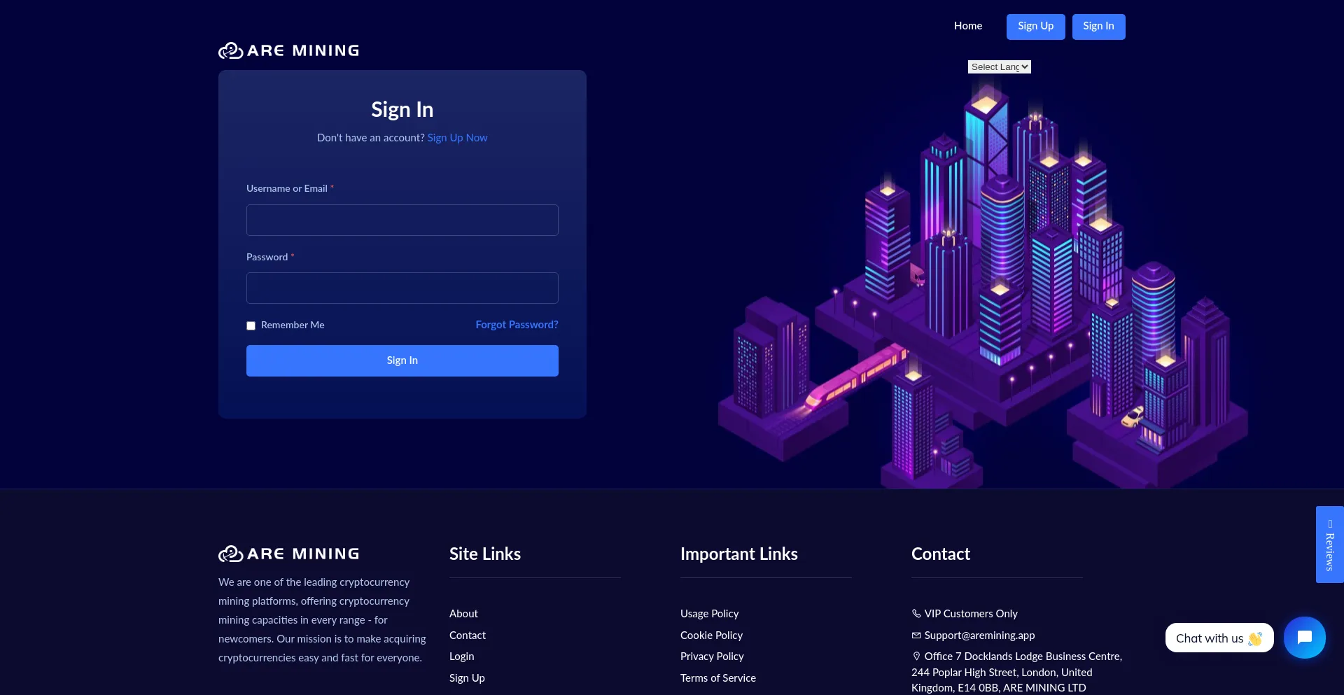 Website screenshot of User.aremining.net