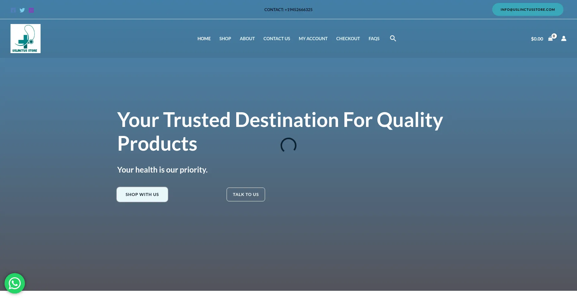 Website screenshot of Uslinctusstore.com