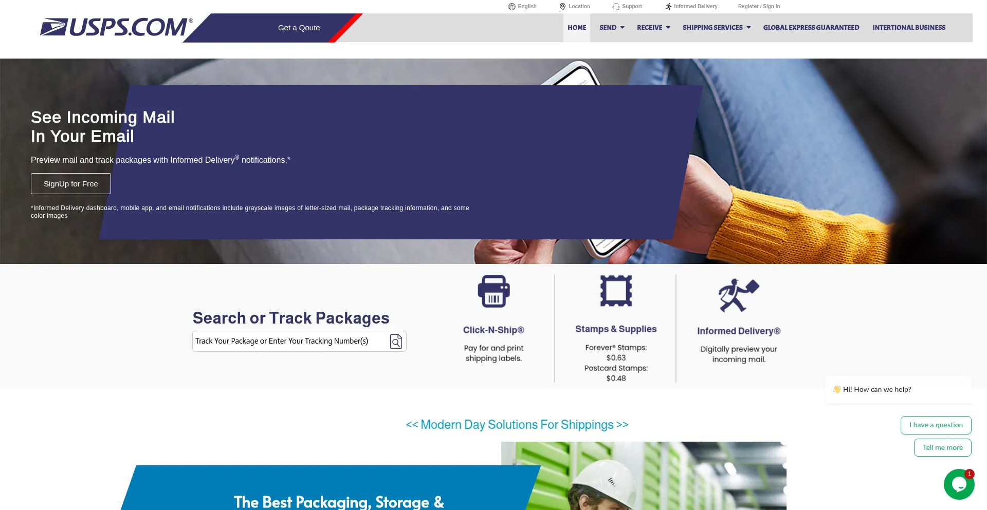 Usparceldelivery.com Screenshot