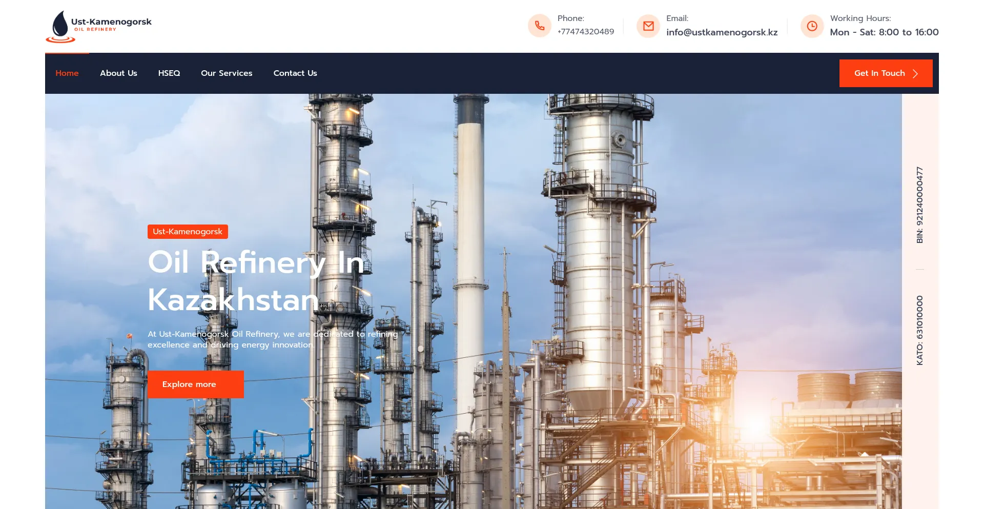 Website screenshot of Ustkamenogorsk.kz