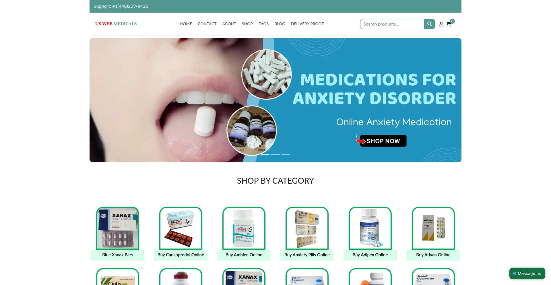 Website screenshot of Uswebmedicals.com