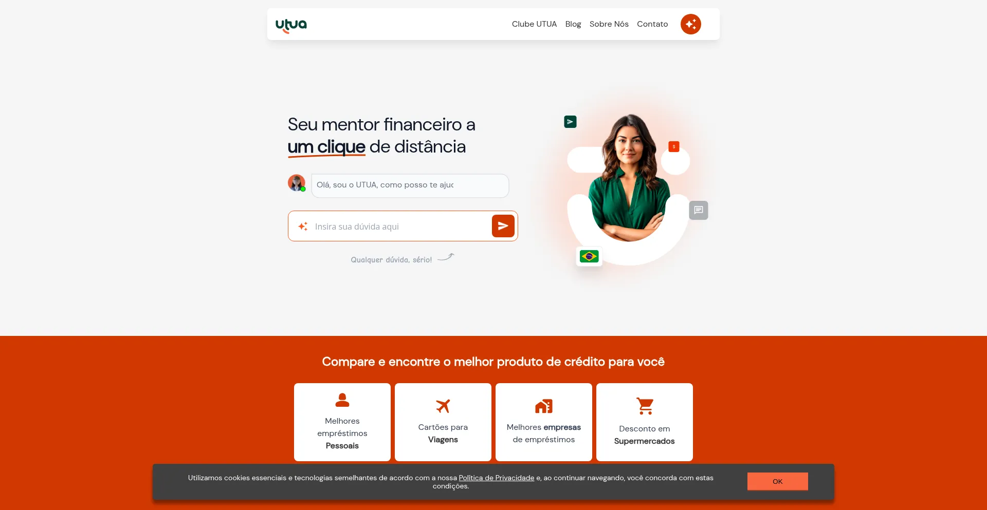 Website screenshot of Utua.com.br