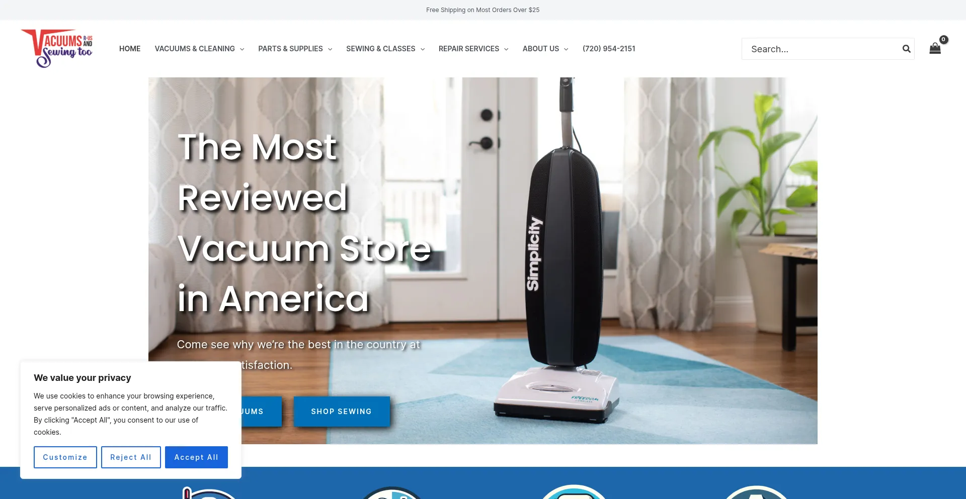 Website screenshot of Vacuumsrus.com
