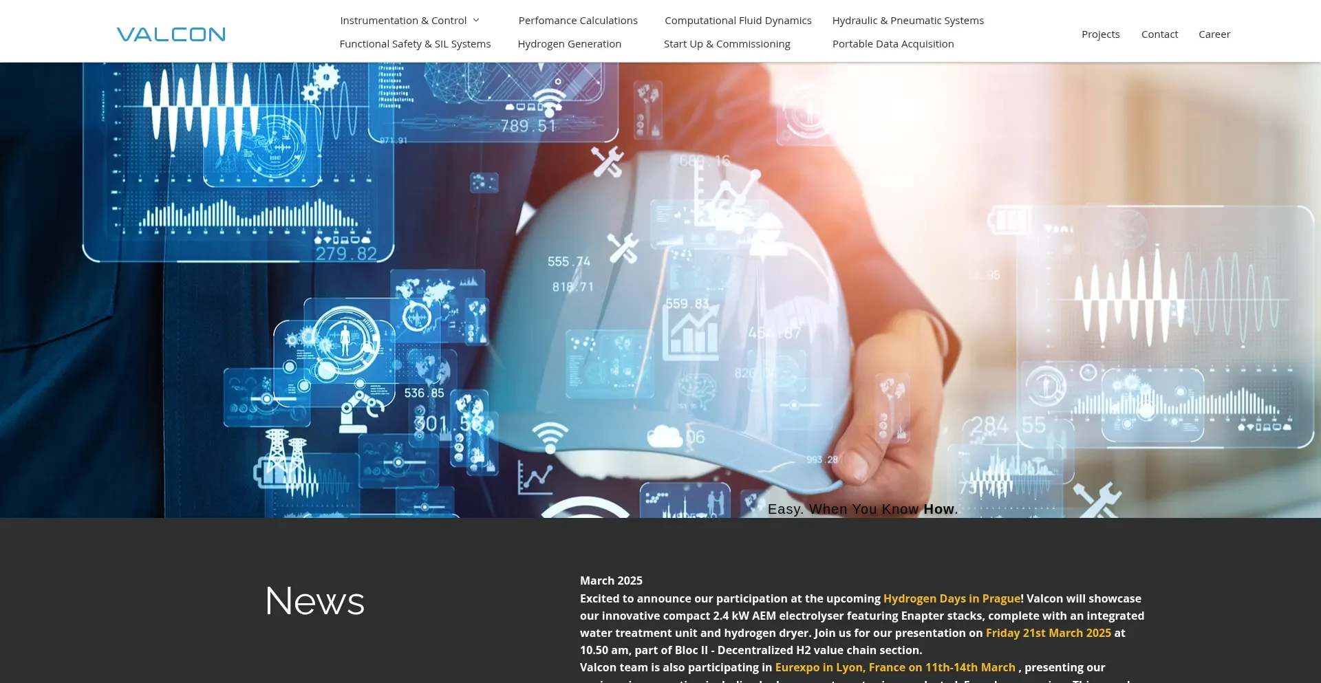 Website screenshot of Valcon-int.com
