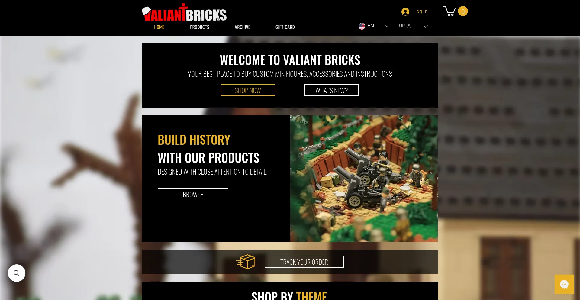 Website screenshot of Valiantbricks.com