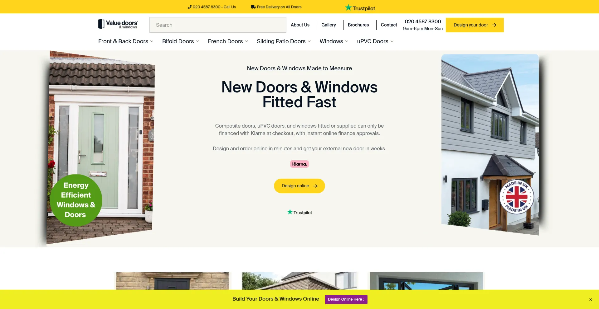 Website screenshot of Valuedoors.co.uk