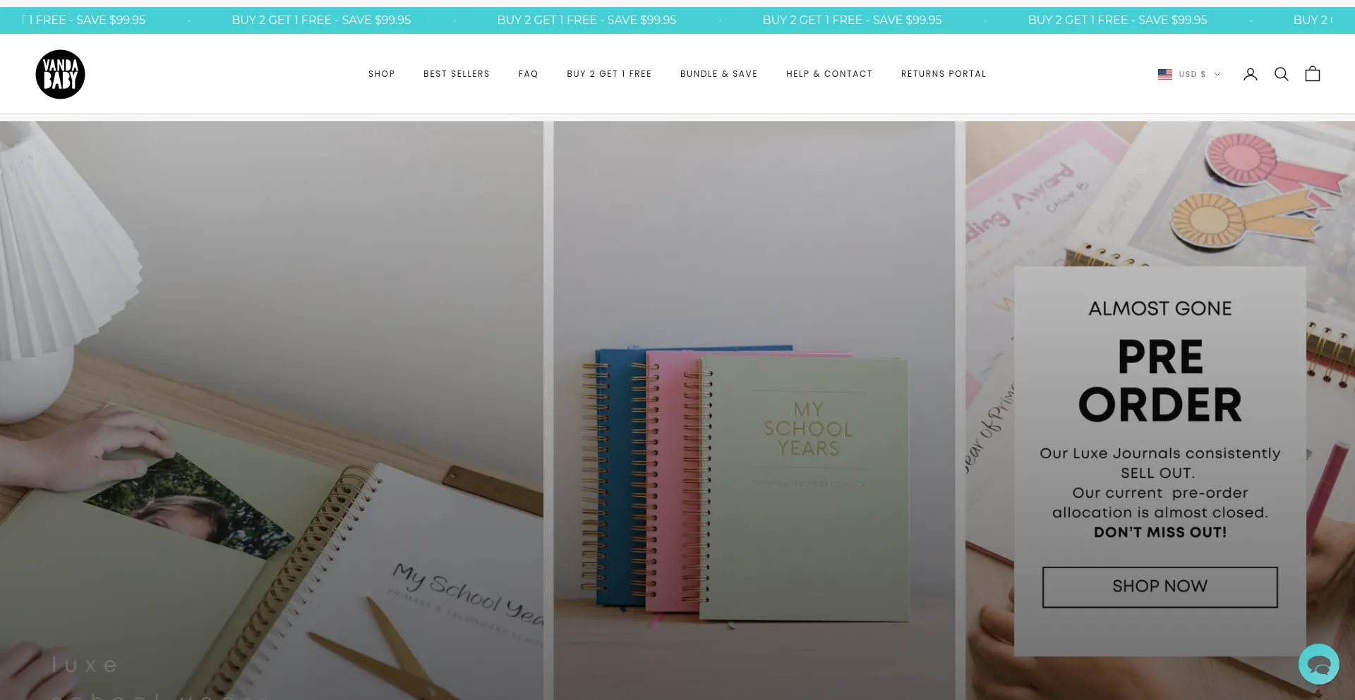 Website screenshot of Vandababy.com