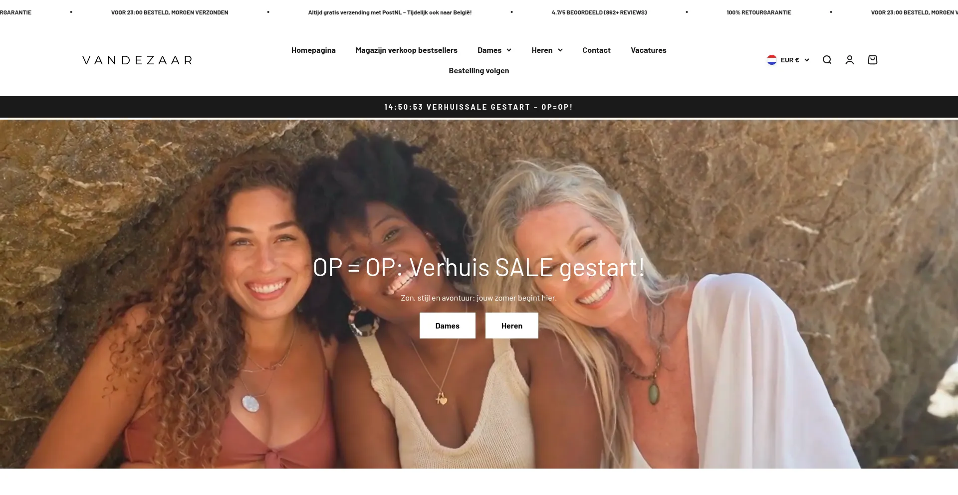 Website screenshot of Vandezaar.nl