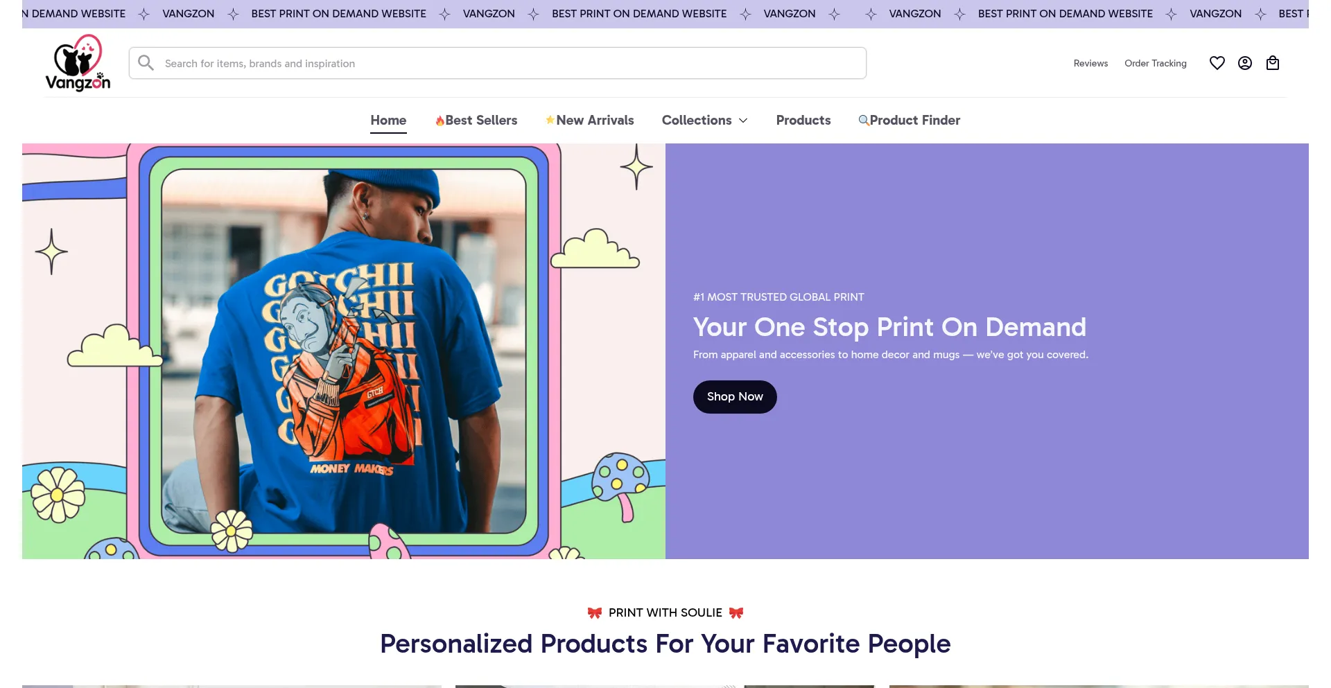 Website screenshot of Vangzon.com