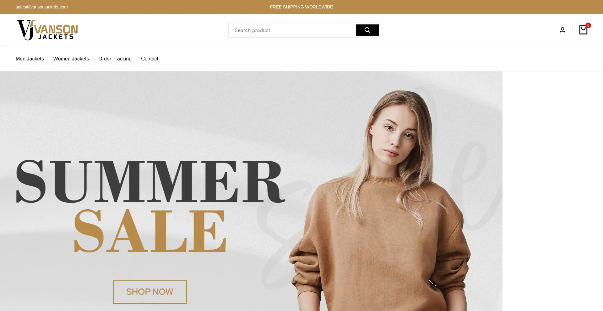 Website screenshot of Vansonjackets.com