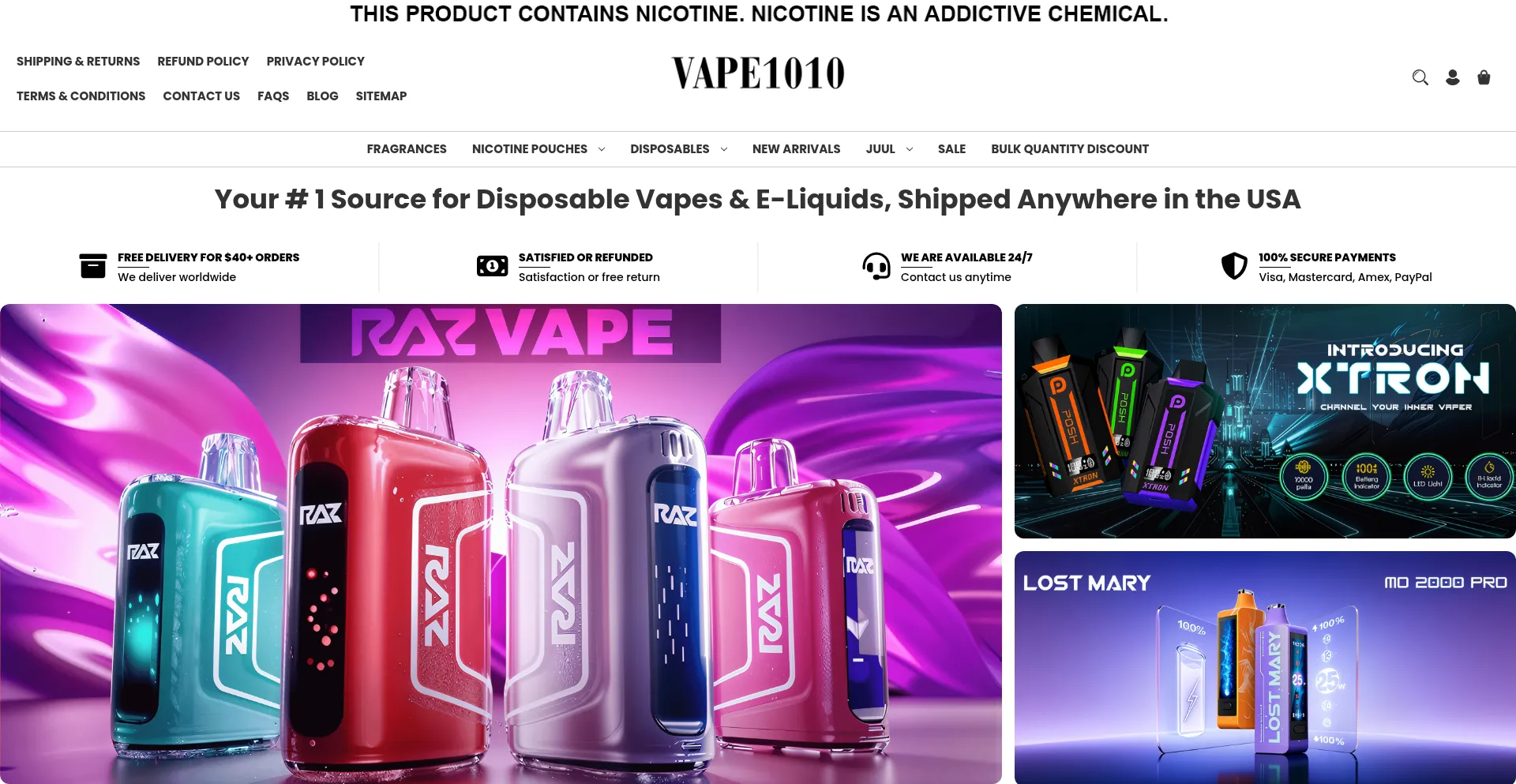 Website screenshot of Vape1010.com