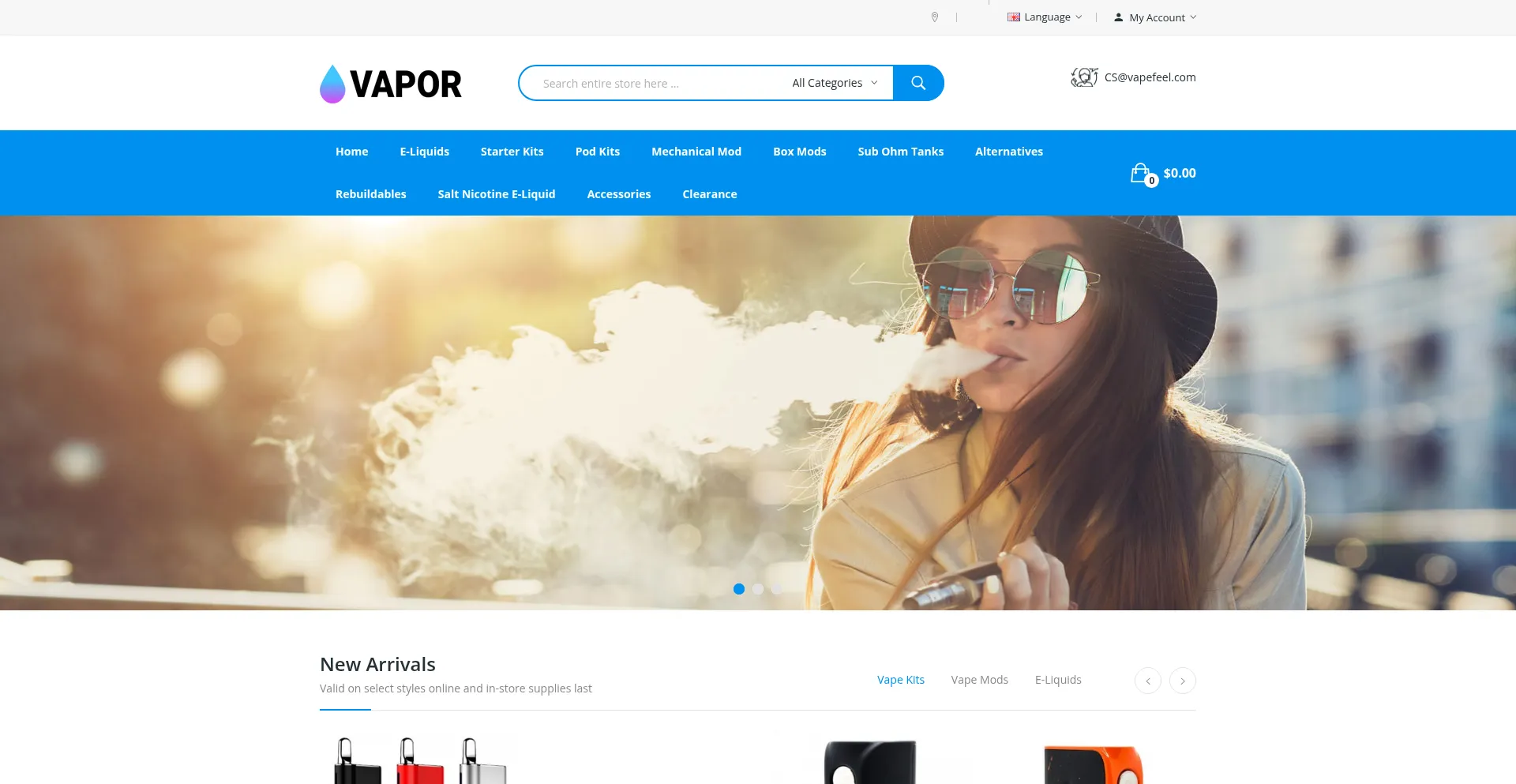 Website screenshot of Vapefeel.com
