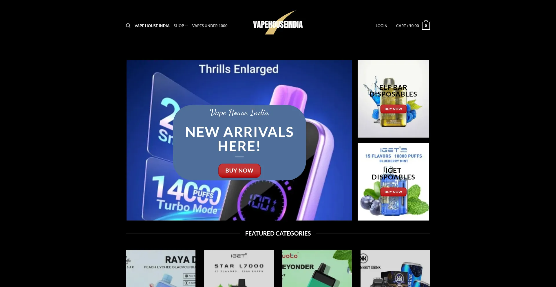Website screenshot of Vapehouseindia.com