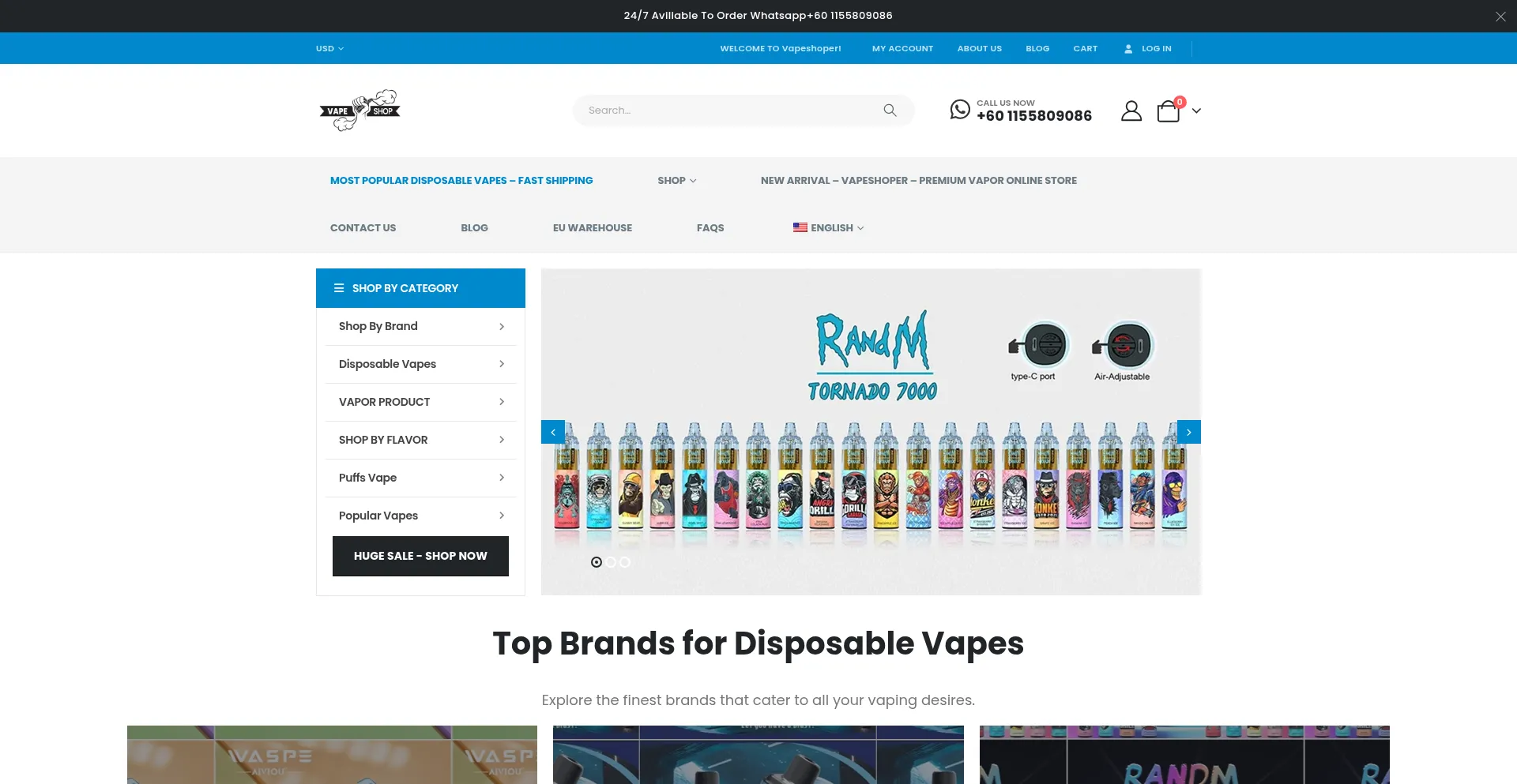 Website screenshot of Vapeshoper.com