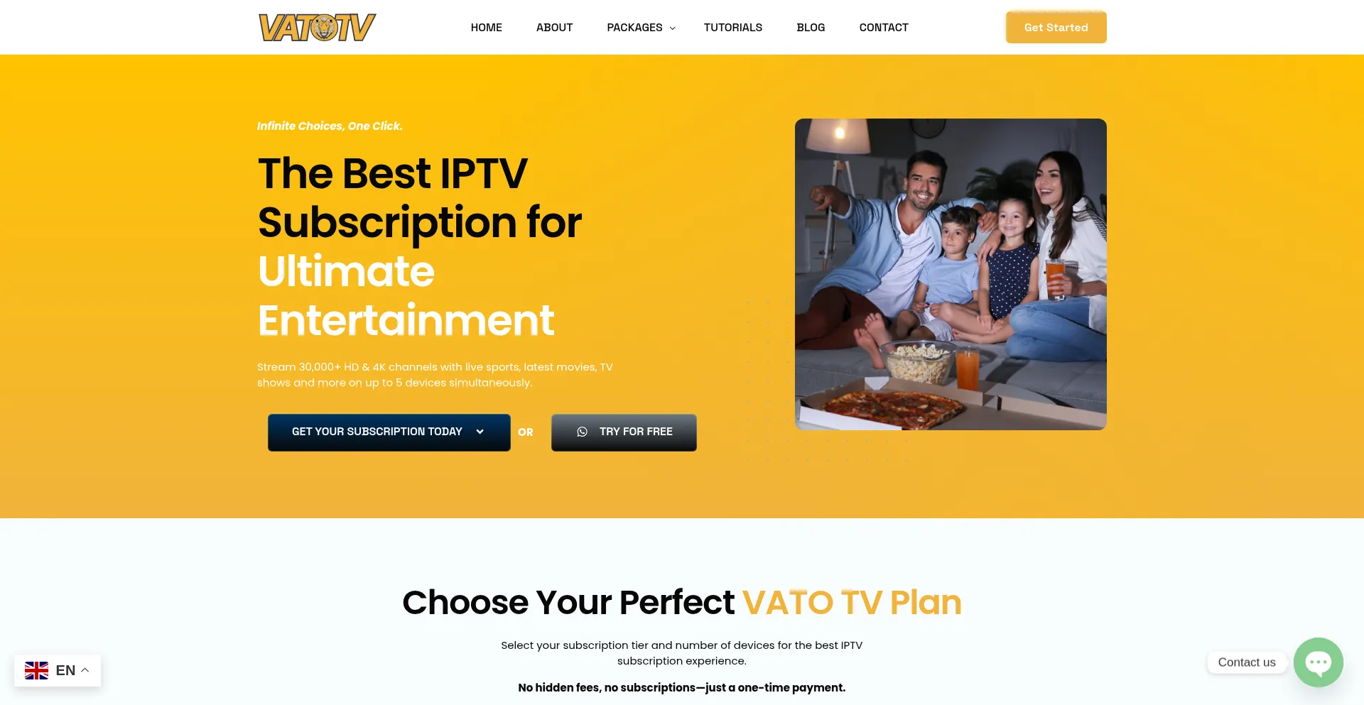 Website screenshot of Vatotv.com