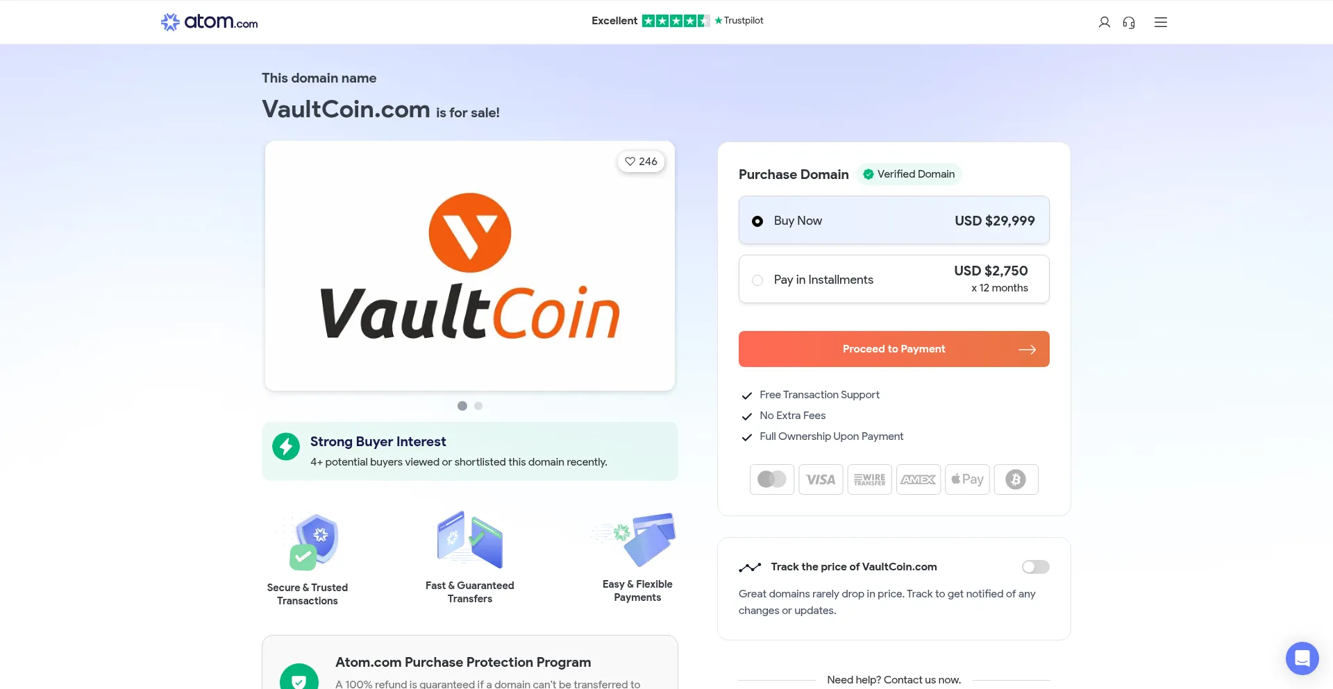 Website screenshot of Vaultcoin.com