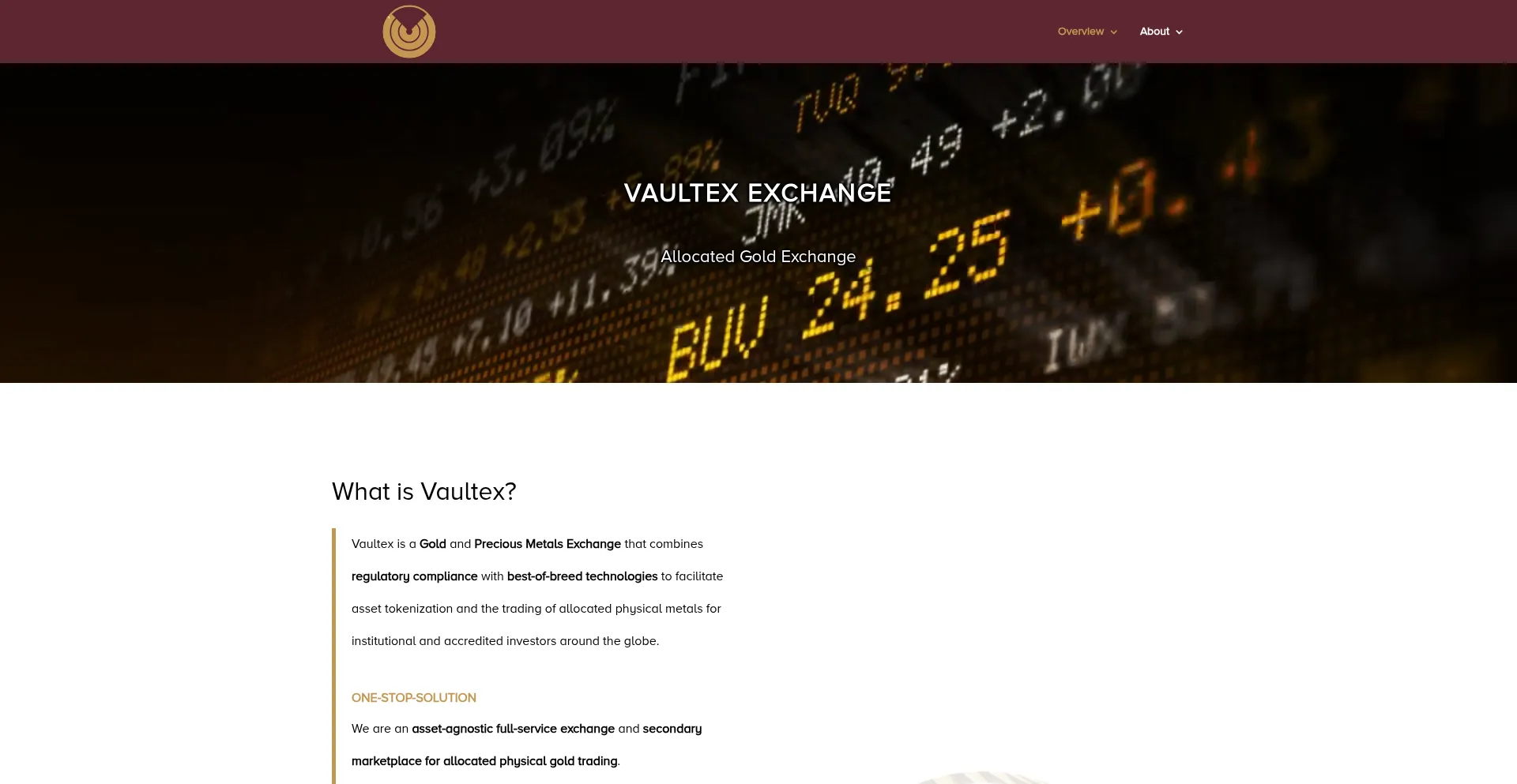 Website screenshot of Vaultex.com