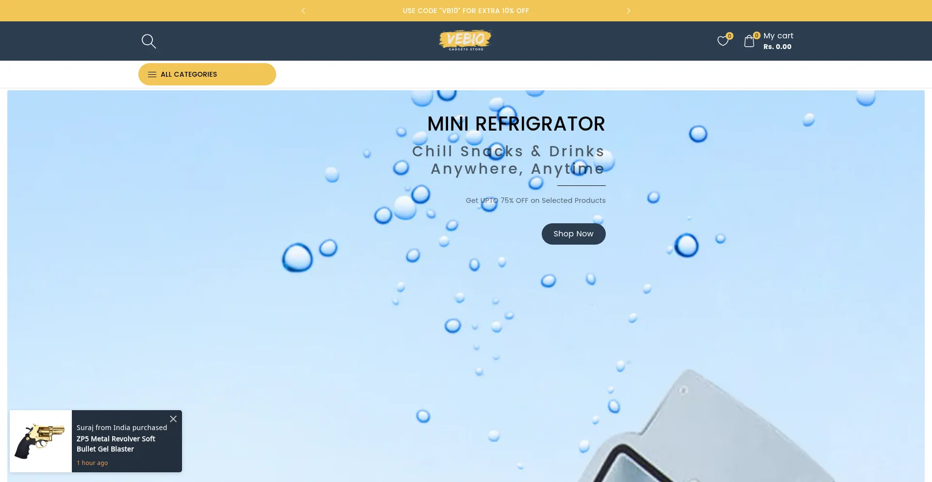Website screenshot of Vebio.in