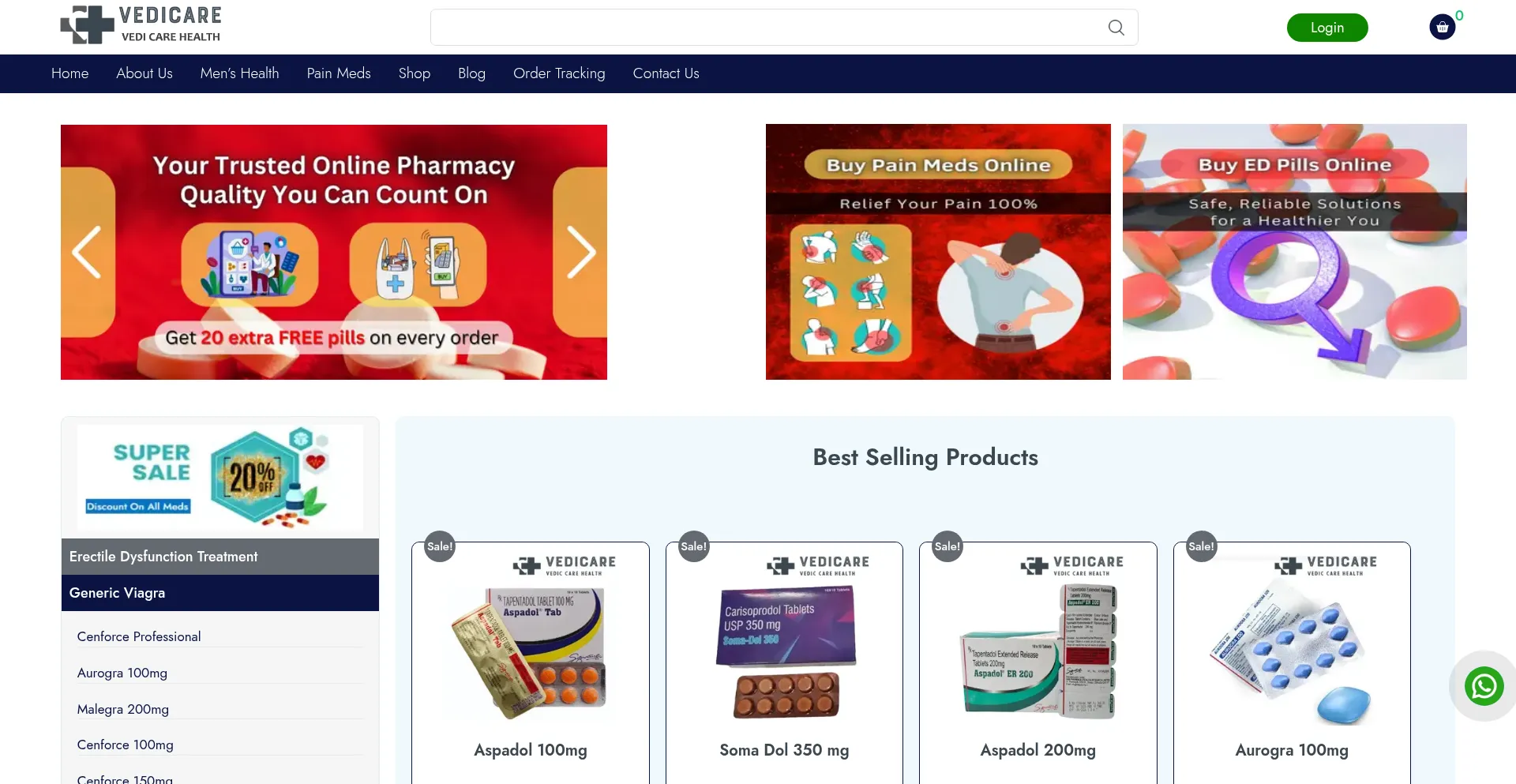 Website screenshot of Vedicarehealth.com