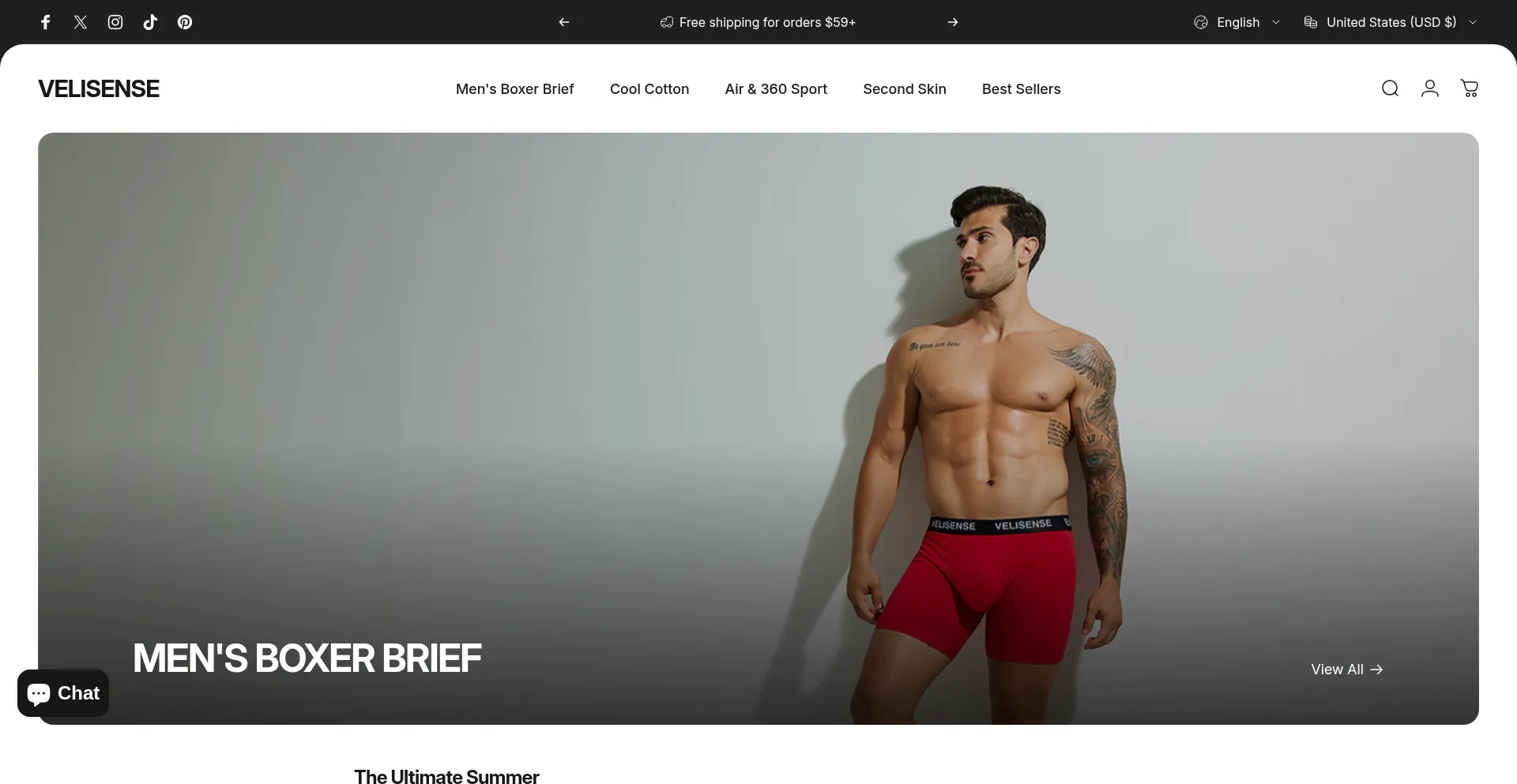Website screenshot of Velisense.com