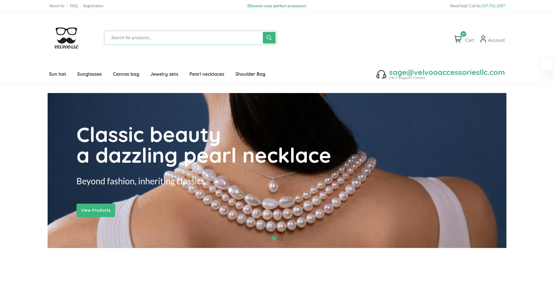 Website screenshot of Velvooaccessoriesllc.com