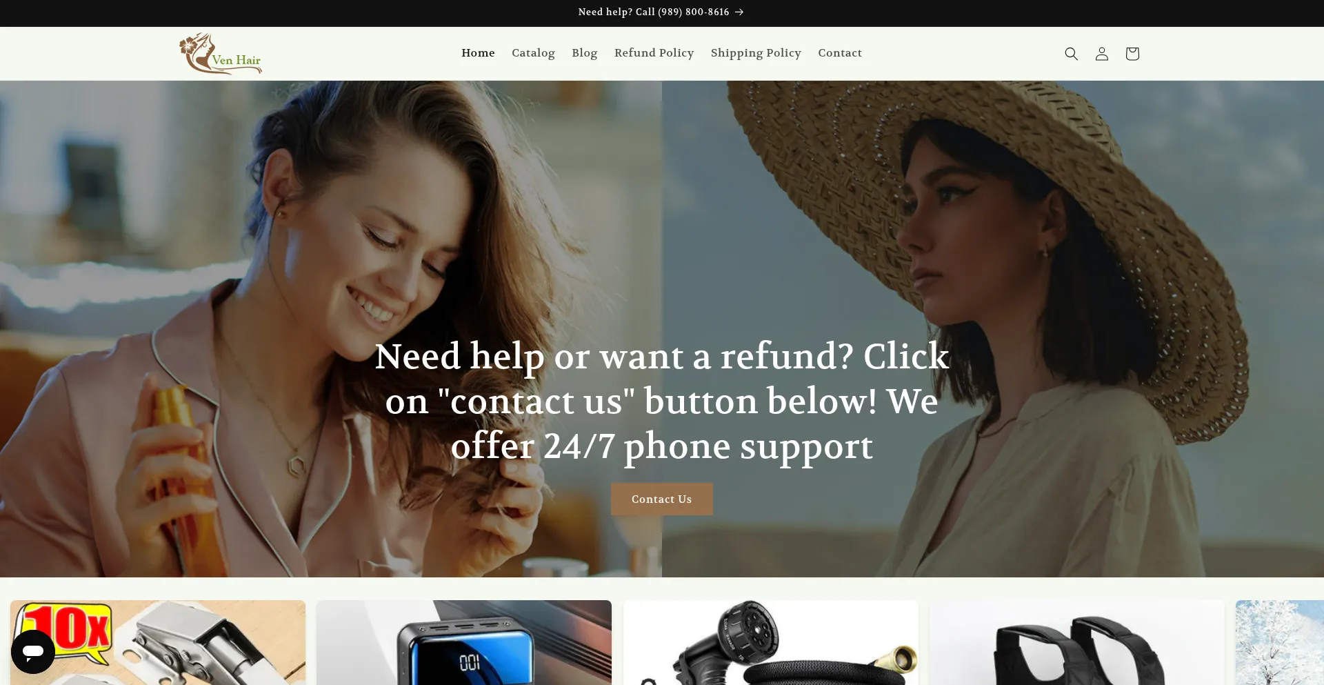 Website screenshot of Venhair.com