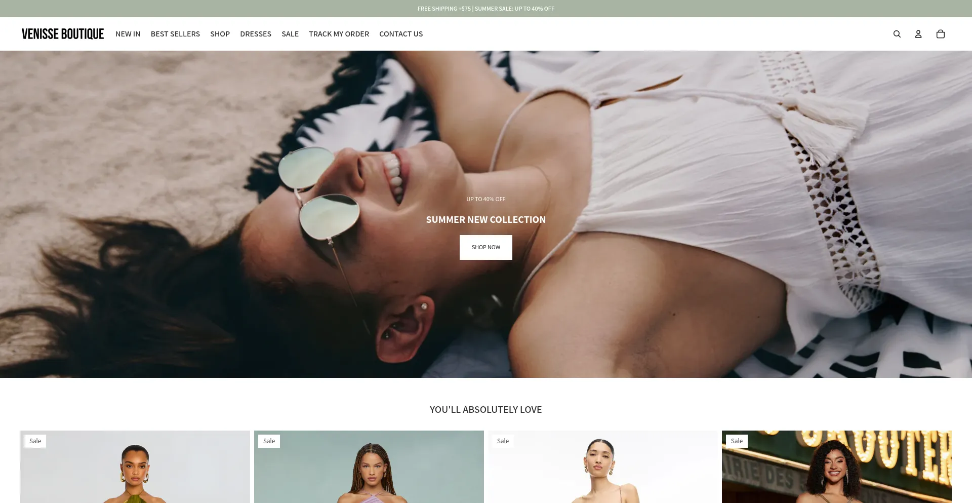 Website screenshot of Venisseboutiqueus.com