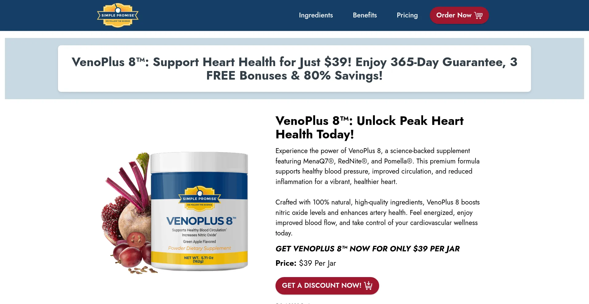 Website screenshot of Venoplus.net