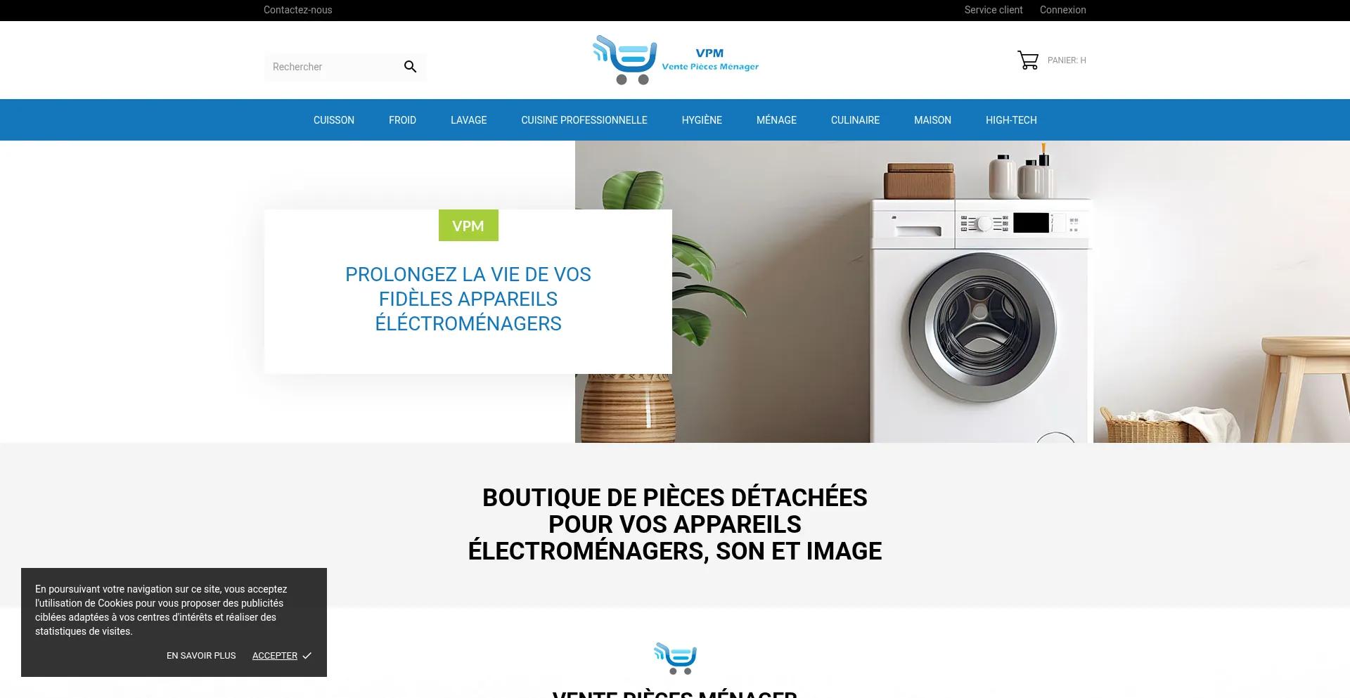 Website screenshot of Vente-pieces-menager.fr