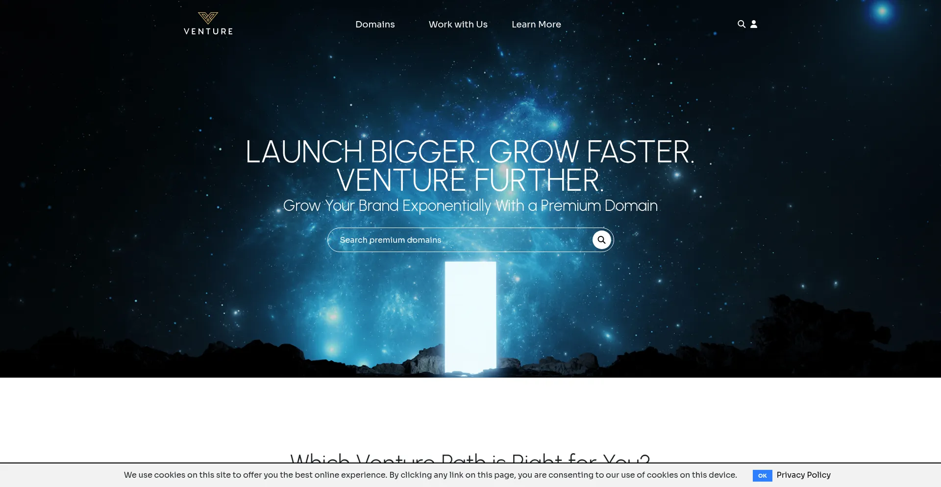 Website screenshot of Venture.com