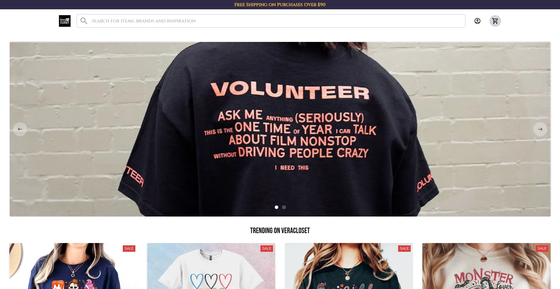 Website screenshot of Veracloset.com