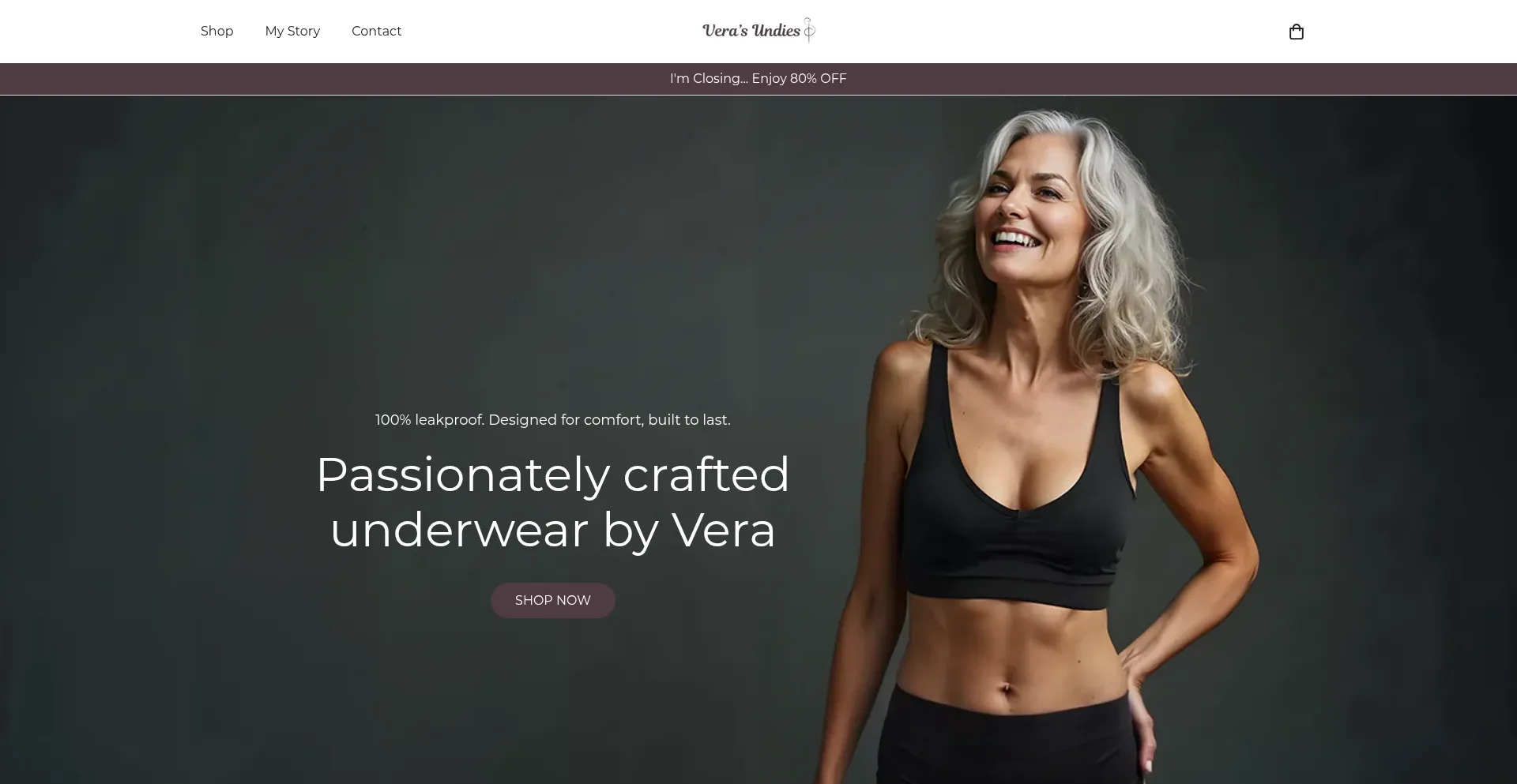 Website screenshot of Veraunderwear.com