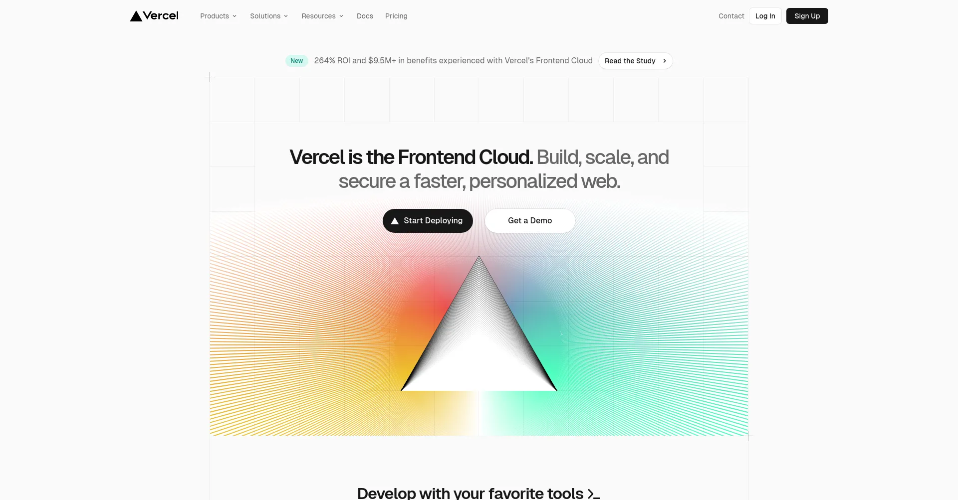 Website screenshot of Vercel.com