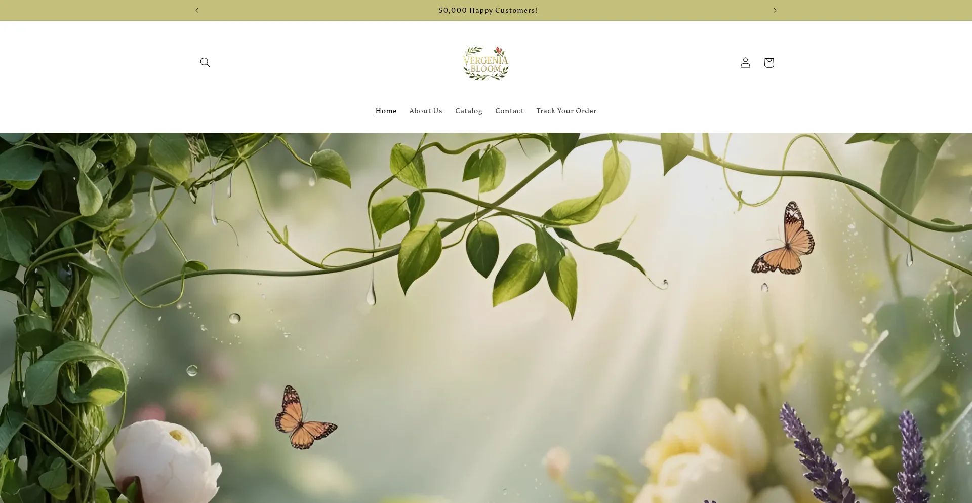 Website screenshot of Vergeniabloom.shop