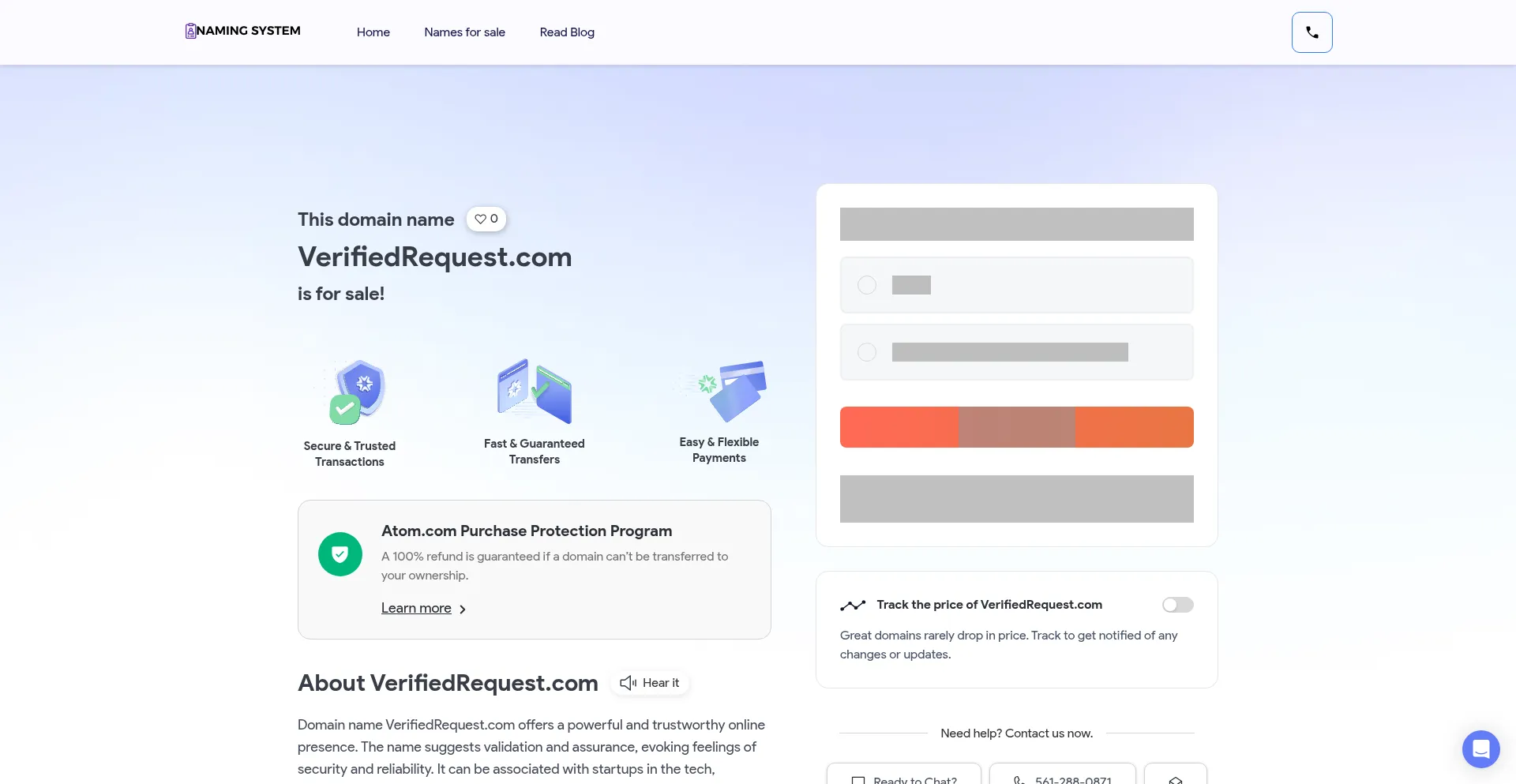 Website screenshot of Verifiedrequest.com