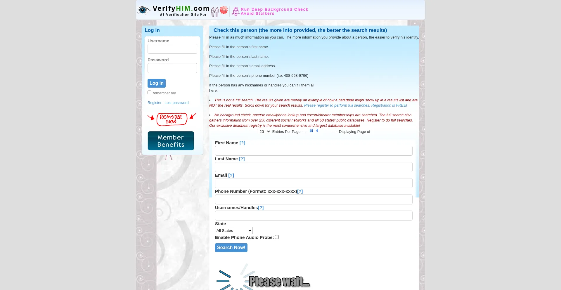 Verifyhim.com Screenshot