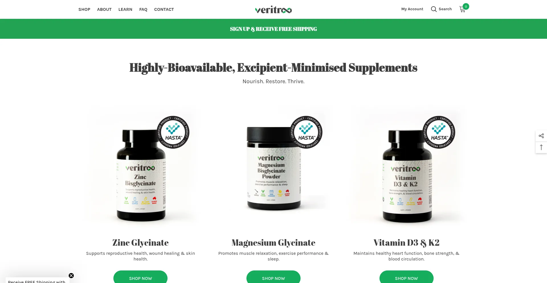 Website screenshot of Veritroo.com