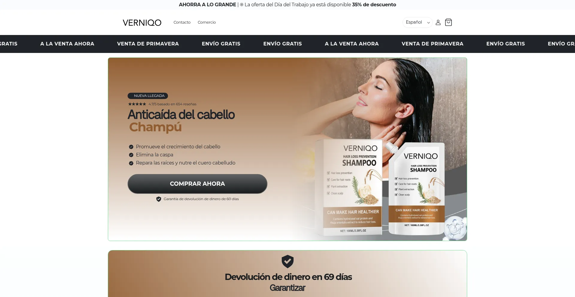 Website screenshot of Verniqo.com