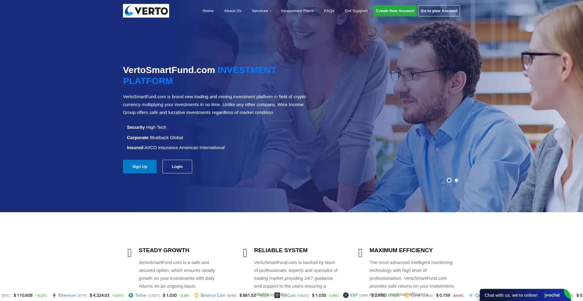 Website screenshot of Vertosmartfund.com