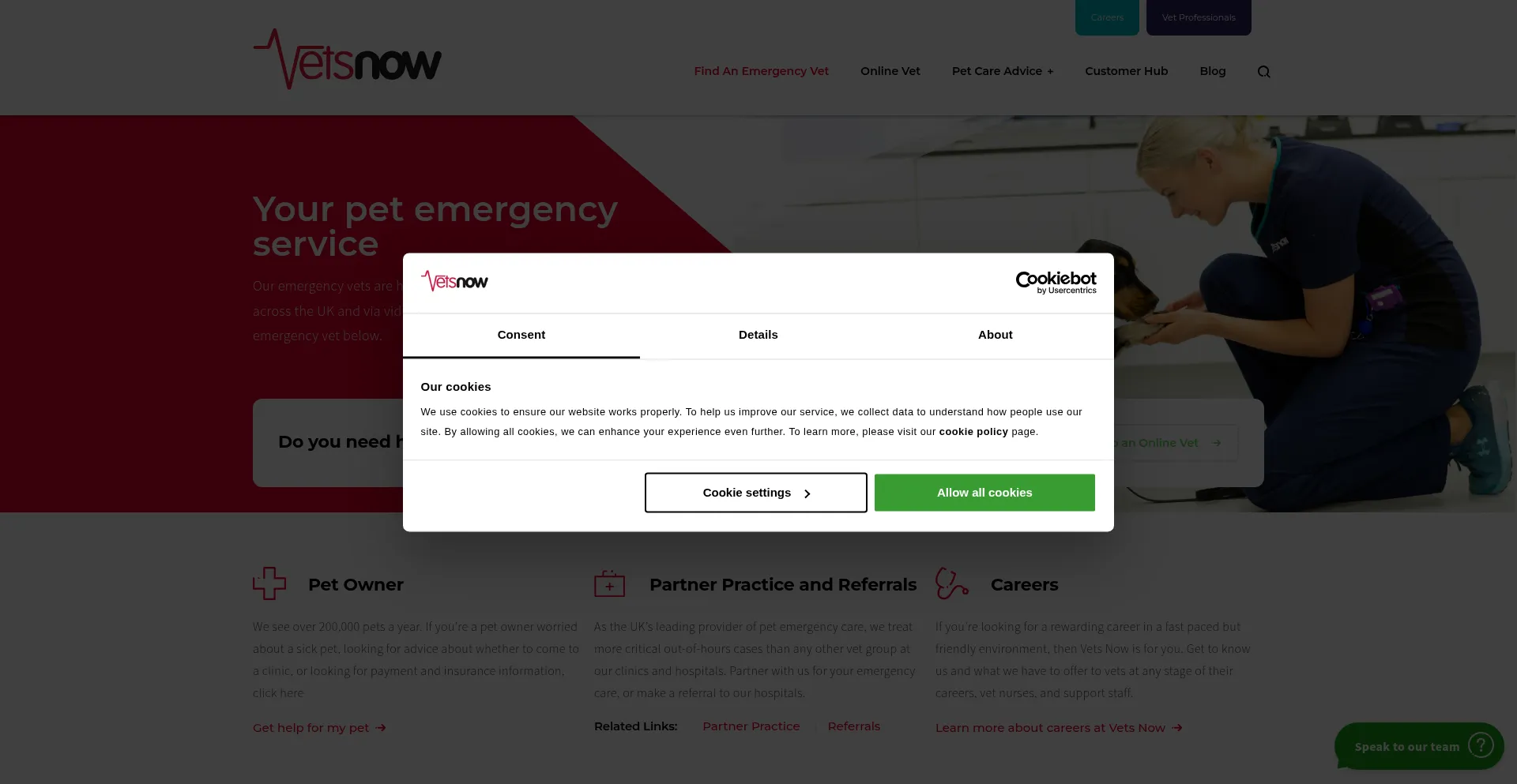 Vets-now.com Screenshot