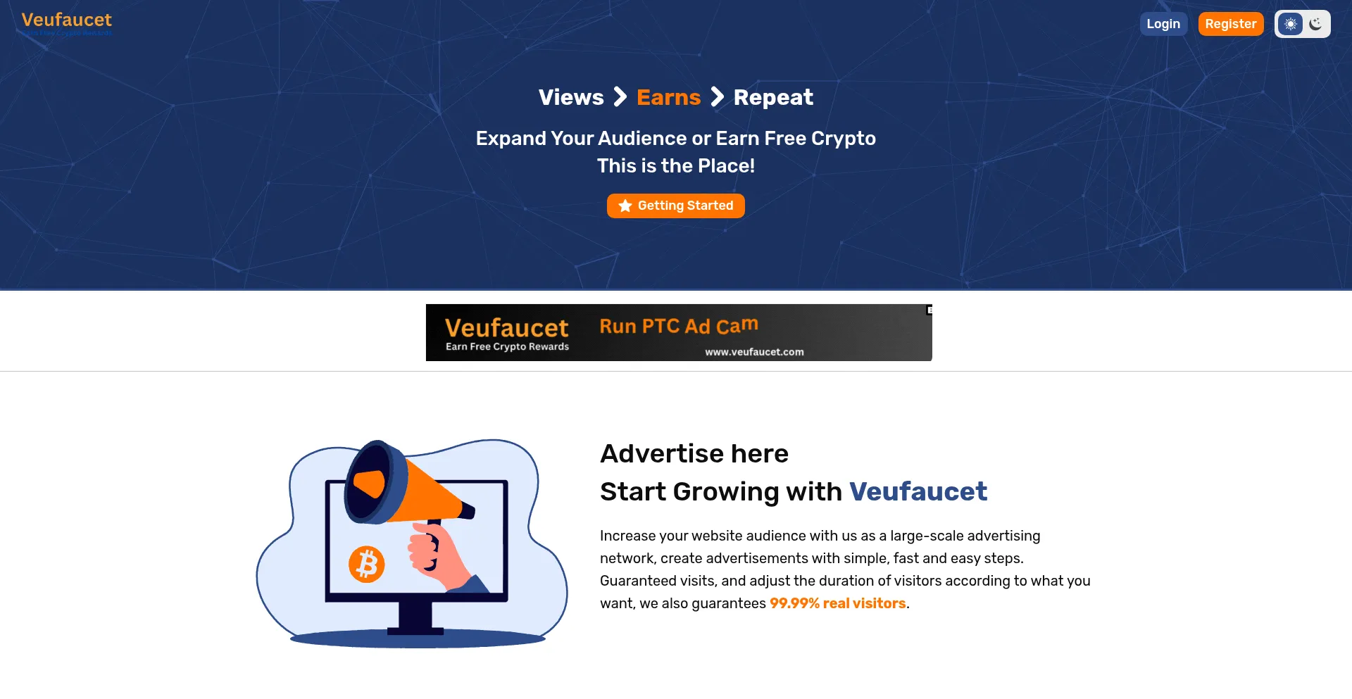 Website screenshot of Veufaucet.com
