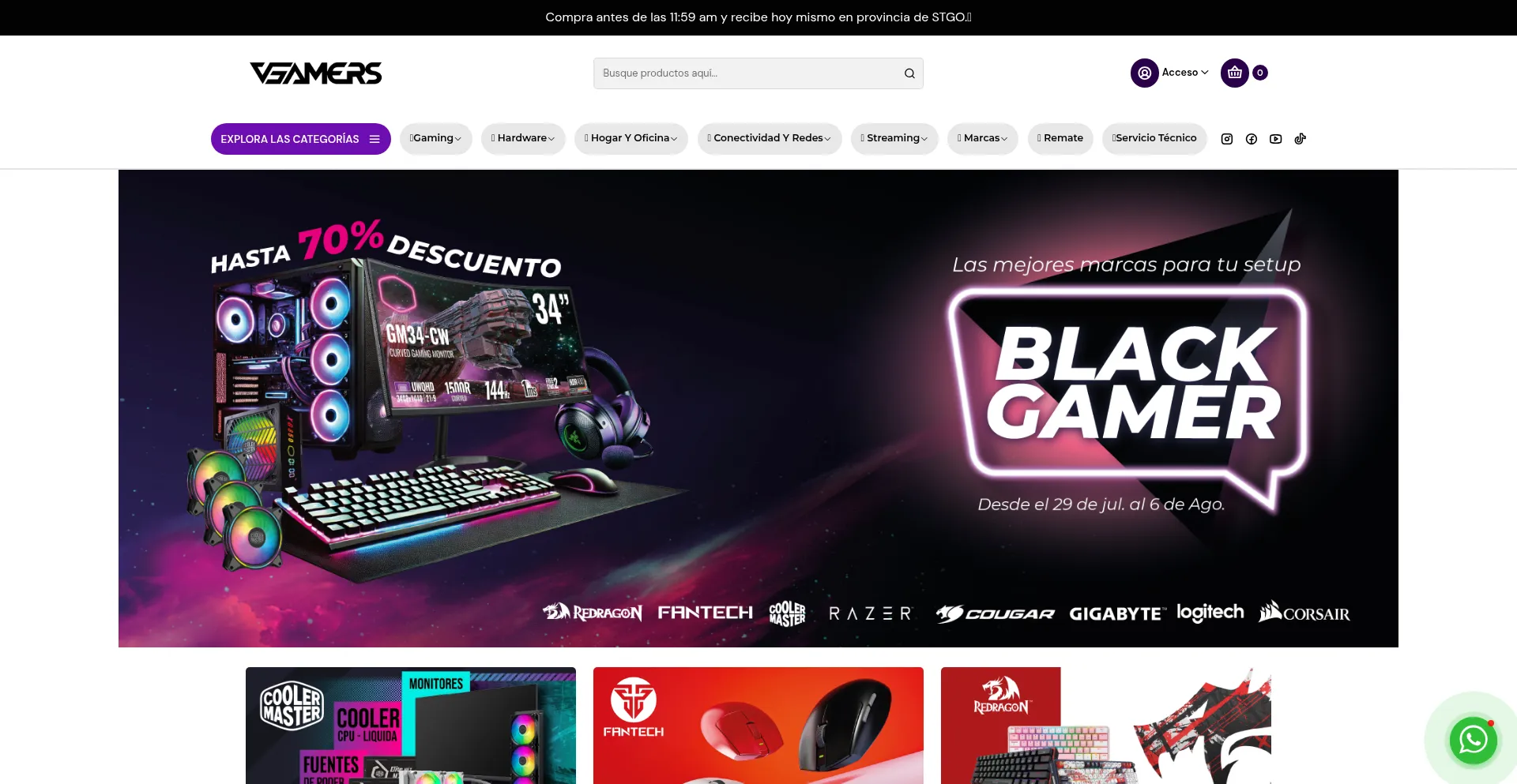 Website screenshot of Vgamers.cl