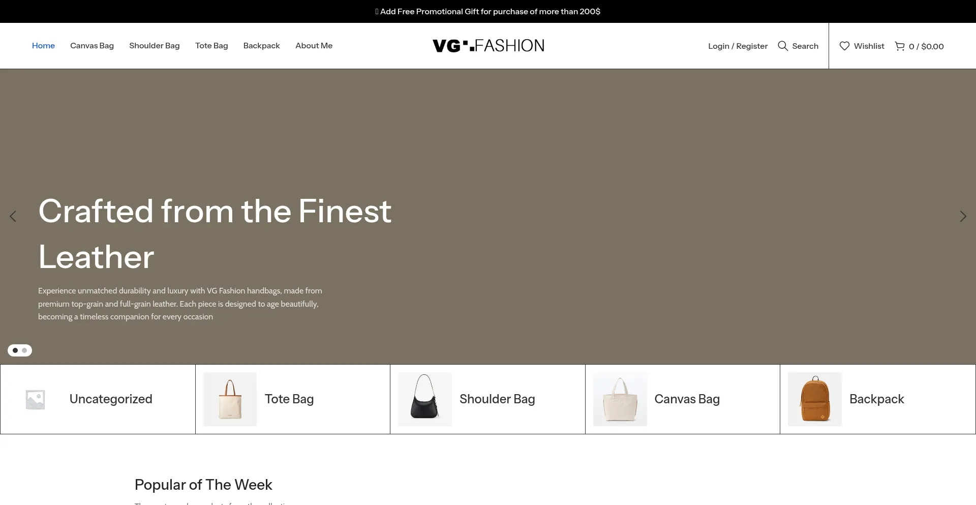 Website screenshot of Vgonlinestore.com