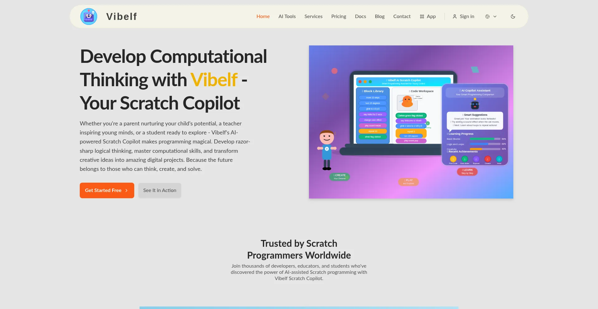 Website screenshot of Vibelf.com