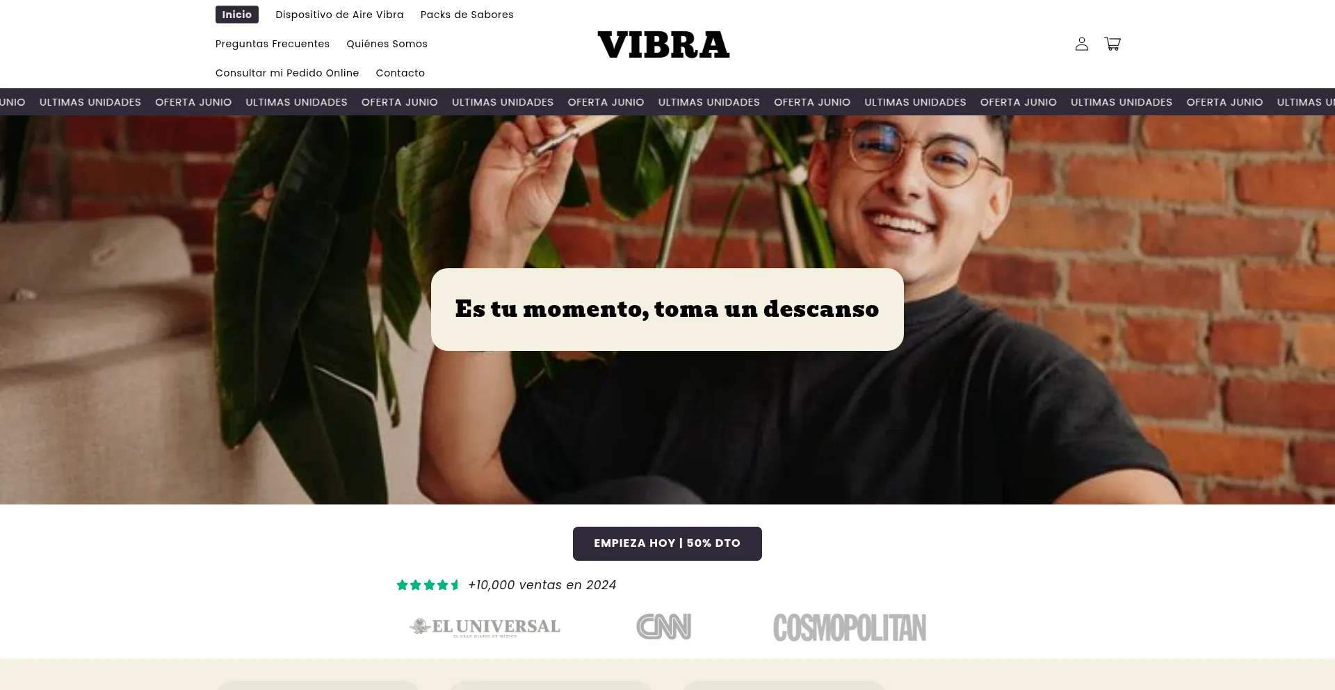 Website screenshot of Vibramx.com
