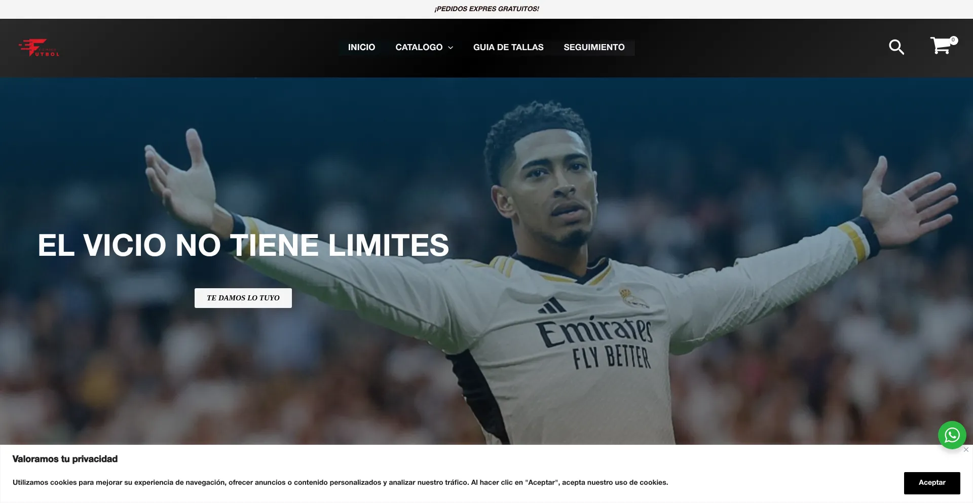 Viciadosalfutbolshop.com Screenshot