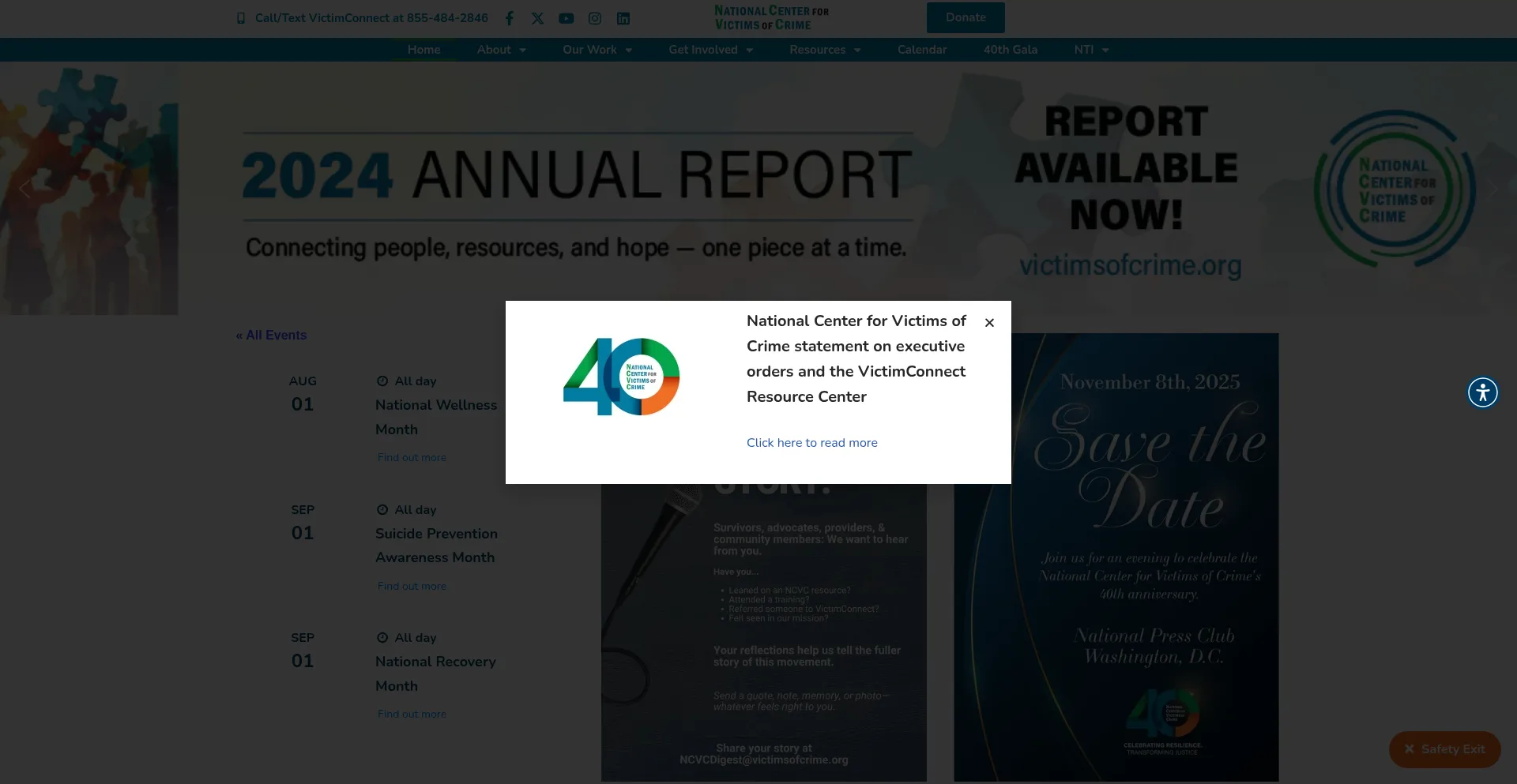 Website screenshot of Victimsofcrime.org