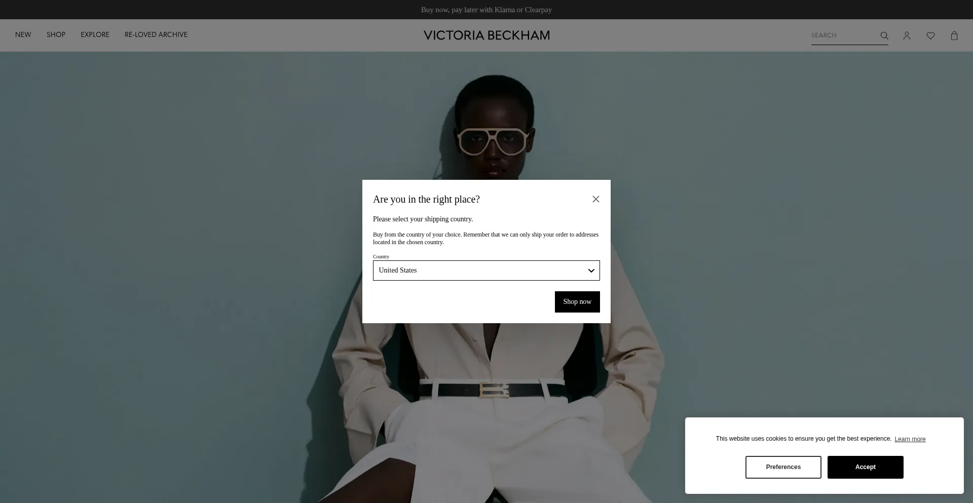 Website screenshot of Victoriabeckham.com