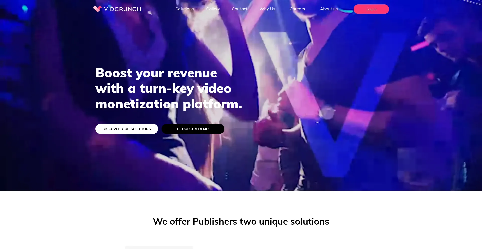 Website screenshot of Vidcrunch.com