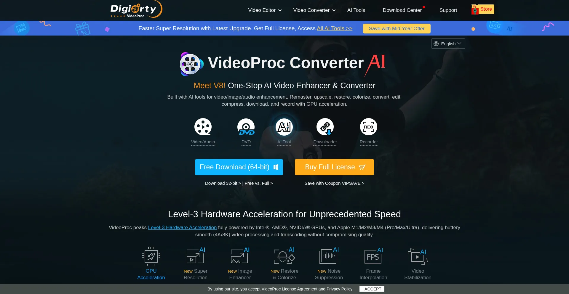 Website screenshot of Videoproc.com